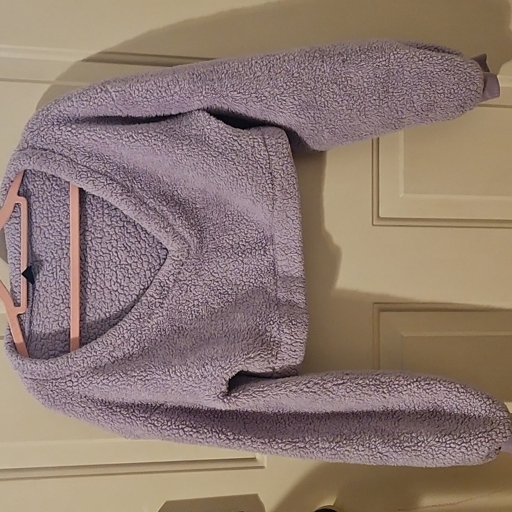 Cozy, Fluffy Purple Fleece Cropped Sweater